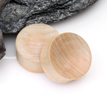 Detail View 1 of A Pair of Concave Crocodile Wood Double Flared Plug